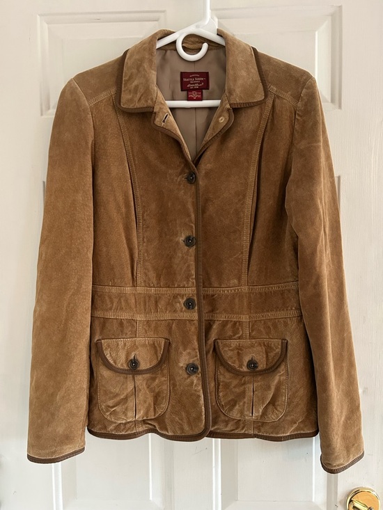 Eddie Bauer Jackets & Blazers - Eddie Bauer Tan Suede Button-Front Women's Jacket 90s VINTAGE